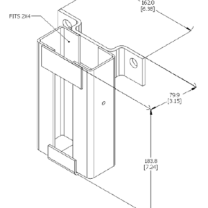 2x4 Guardrail Receptacle The picture shows what the dimensions are for the tool