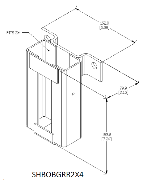 2x4 Guardrail Receptacle The picture shows what the dimensions are for the tool