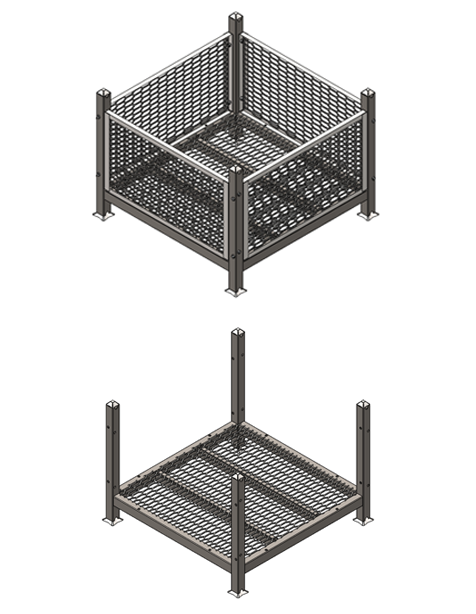 Shipping Basket with Removable Mesh Panels