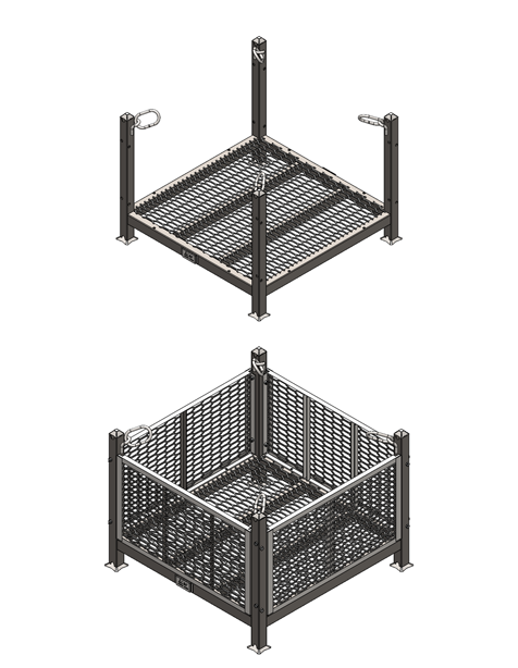 Shipping Flying Basket with Removable Mesh Panels